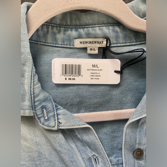 NWT Weworewhat Boyfriend Button-Down Denim Shirt Size: M/L - Picture 9 of 12